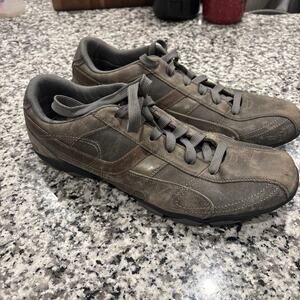 Skechers SN 61780 Men’s 14 Charcoal Gray Leather Upper Walking Shoes Low Top